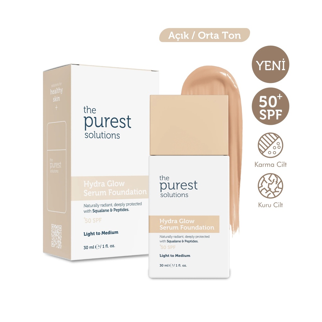 The Purest Solutions Hydra Glow Serum Foundation SPF 50+, 30 ml | Available in Lght/Medium and Medium/Dark  Tone Image