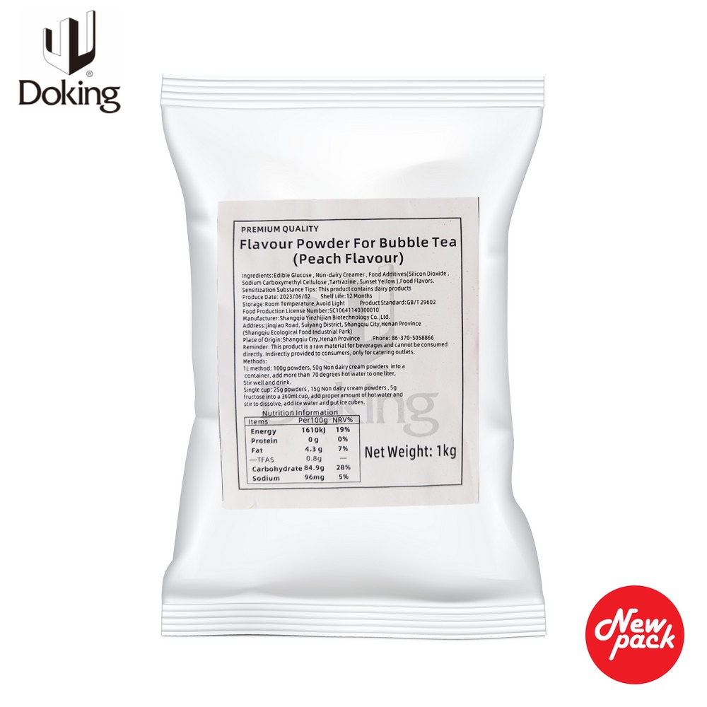 Doking Boba Bubble Tea Powder - Peach Premium Quality Fruit Flavour - 1 Kg Image