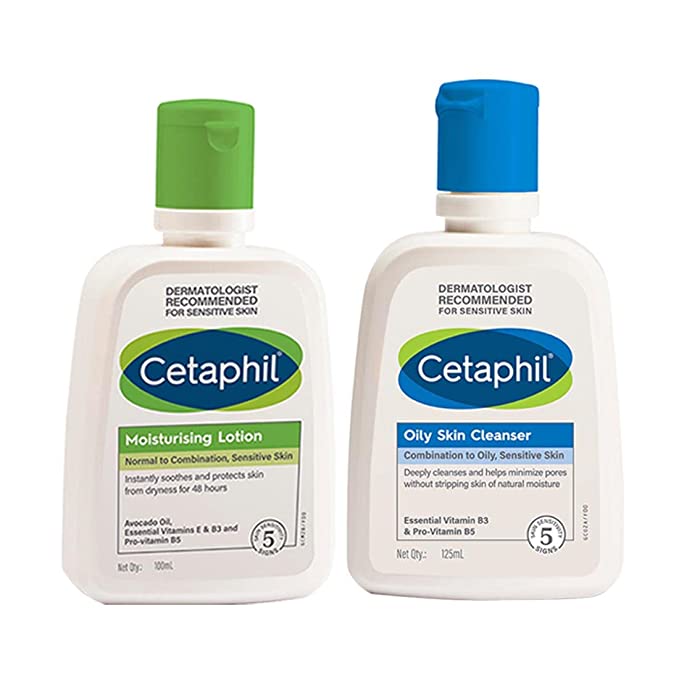 Cetaphil Skin Care Combo With Moisturizer For Oily Skin - Oily Skin Cleanser - Oil Remover Face Wash -125Ml | Moisturizing Lotion 100Ml Image