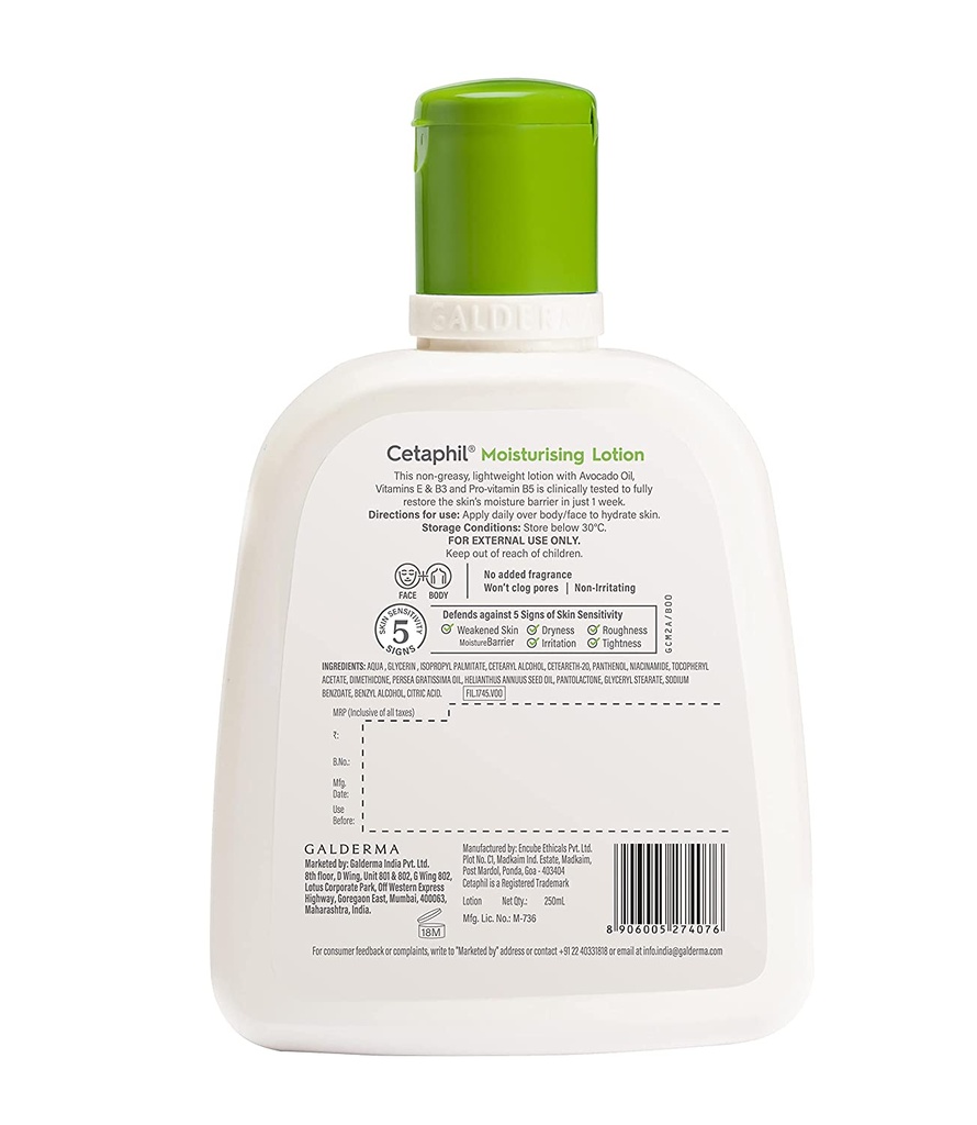 Cetaphil Moisturising Lotion for Face & Body - Hydrating Body Lotion for Dry to Normal Sensitive Skin 250ml Image