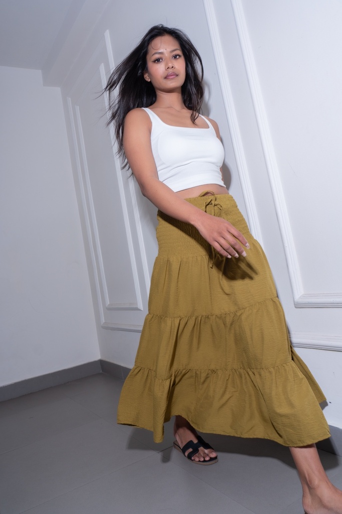 BASEMARK SMOKED WAIST MAXI SKIRT FOR WOMEN Image