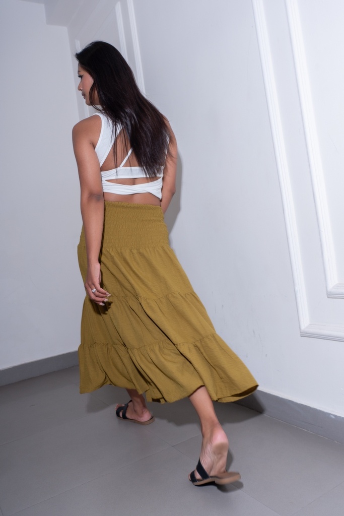 BASEMARK SMOKED WAIST MAXI SKIRT FOR WOMEN Image