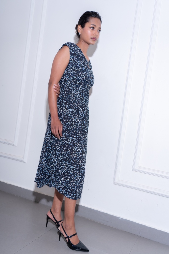 BASEMARK PRINTED CAP SLEEVE DRESS FOR WOMEN Image