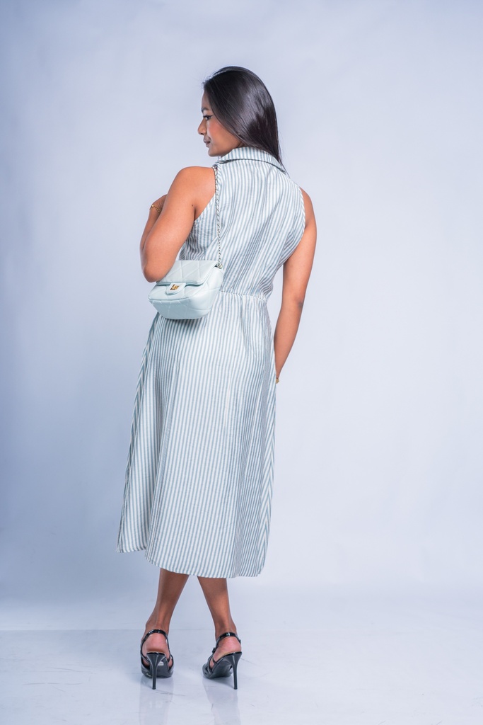 BASEMARK STRIPE CINCHED WAIST DRESS FOR WOMEN Image