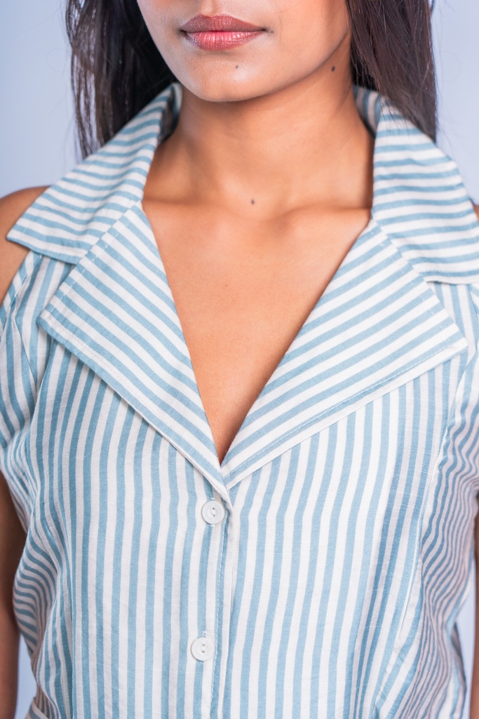 BASEMARK STRIPE CINCHED WAIST DRESS FOR WOMEN Image