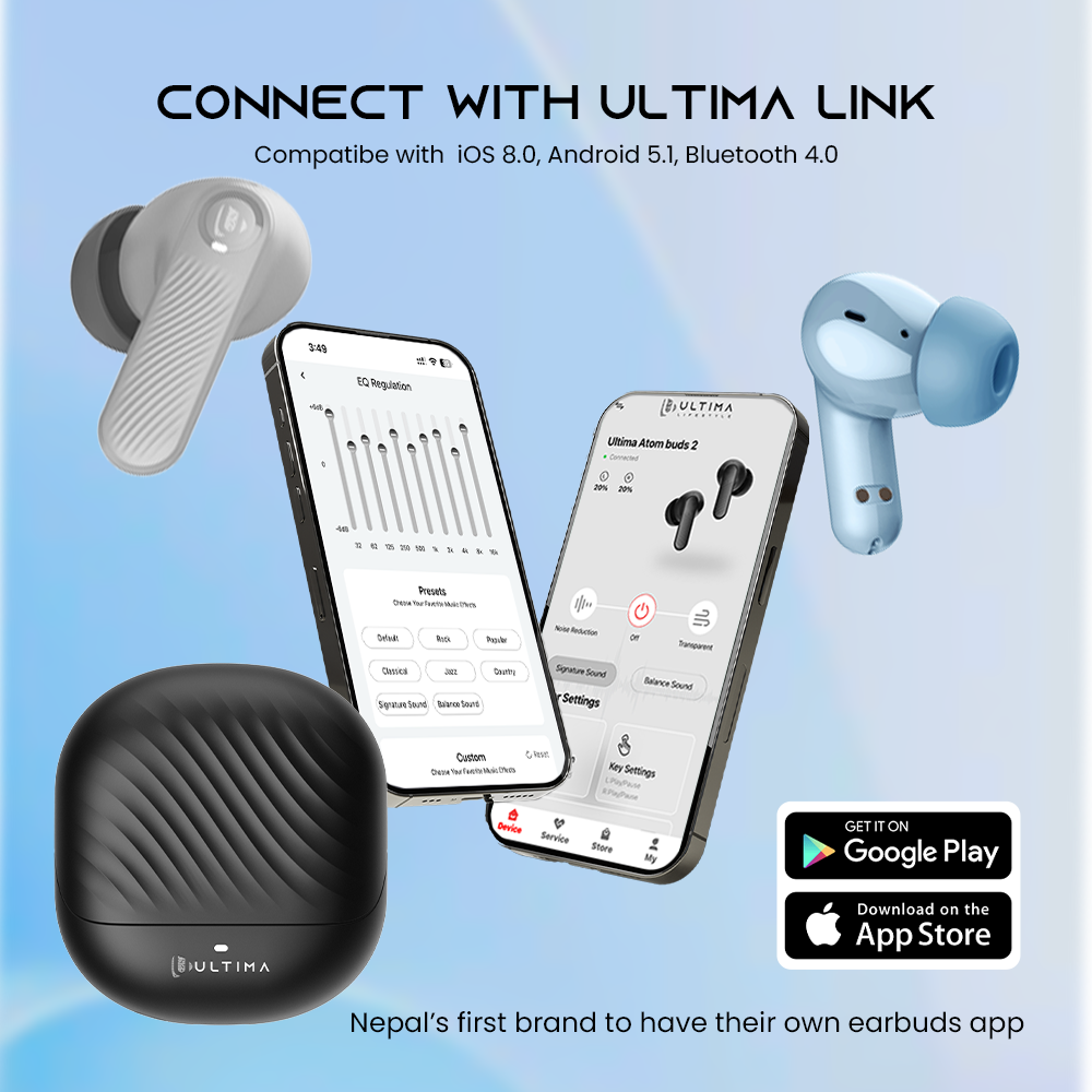 (New Launch) Ultima Atom Buds 2 | Powered by Ultima Supreme Sound | 120 Hrs Total Playtime | 50ms Latency | Bluetooth V5.4 | Ultima Link App Support | ANC upto 32 dB | Quad Mic | Low Latency Game Mode | Multi-Point Connectivity Image