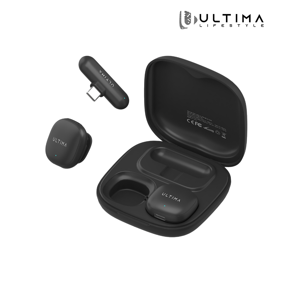 (New Launch) Ultima Clear Mic with AI Noise Cancellation | 3 Recording Modes| 50 Meter Barrier Free Recording | Type C or Lightning Receiver | 360° Omnidirectional Recording | 7 Hrs Transmitter Usage Time | Multi Function Button To Change Modes Image