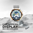 Ultima Luxury Magnum E500 Smartwatch & Boom 211 Earbuds Combo: 1.43" AMOLED, Stainless Steel & Leather Straps, IP68 Rated Smart Watch with 2 EQ Modes | App Support | Supreme Sound | AI-ENC | LED Indicator | 45Hrs Playtime | 45ms Low Latency | Hi-Fi Driver Image