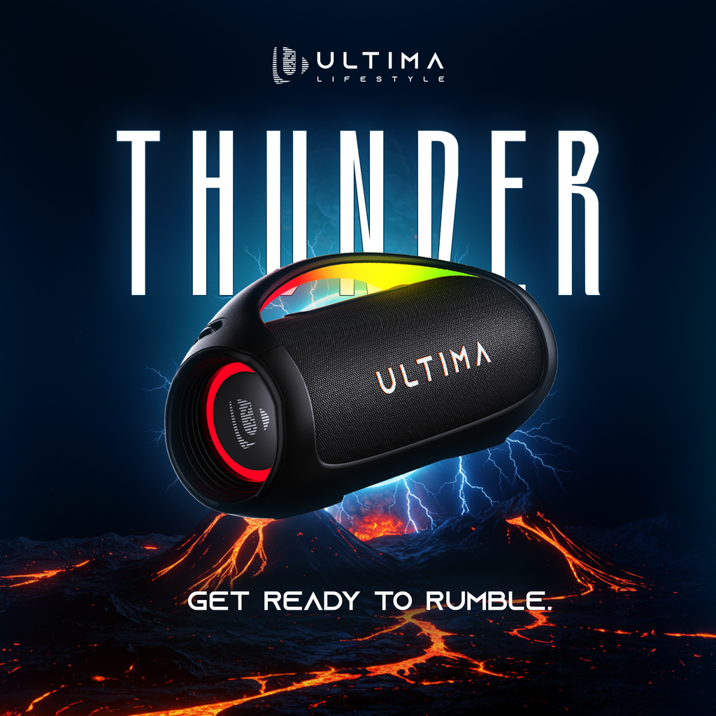 Ultima Thunder Speaker, 110Watt RMS Output, 220 Watt Peak Output, Ultima Supreme Sound, Bluetooth V5.3, Dual Equalizers, Support Multiple Link (Up to 100 speakers), Extra Bass Technology, Dynamic RGB LED Lights | Image