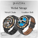 Ultima Magnum E500 Luxury Smartwatch: 1.43” TRU AMOLED Screen, Ultima Fit App, Stainless Steel & Free Leather Straps, Bluetooth Calling, Advanced Health Suite, 100+ Sports Modes, IP68 Rated Smart Watch Image