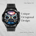 Ultima Magnum E400 Luxury Smartwatch with a 1.43” AMOLED Screen, Stainless Steel Frame, Canvas Wrist Strap & Free Leather Strap, Bluetooth Calling, Health Suite, 100+ Sports Modes, IP68 Rated Smart Watch Image