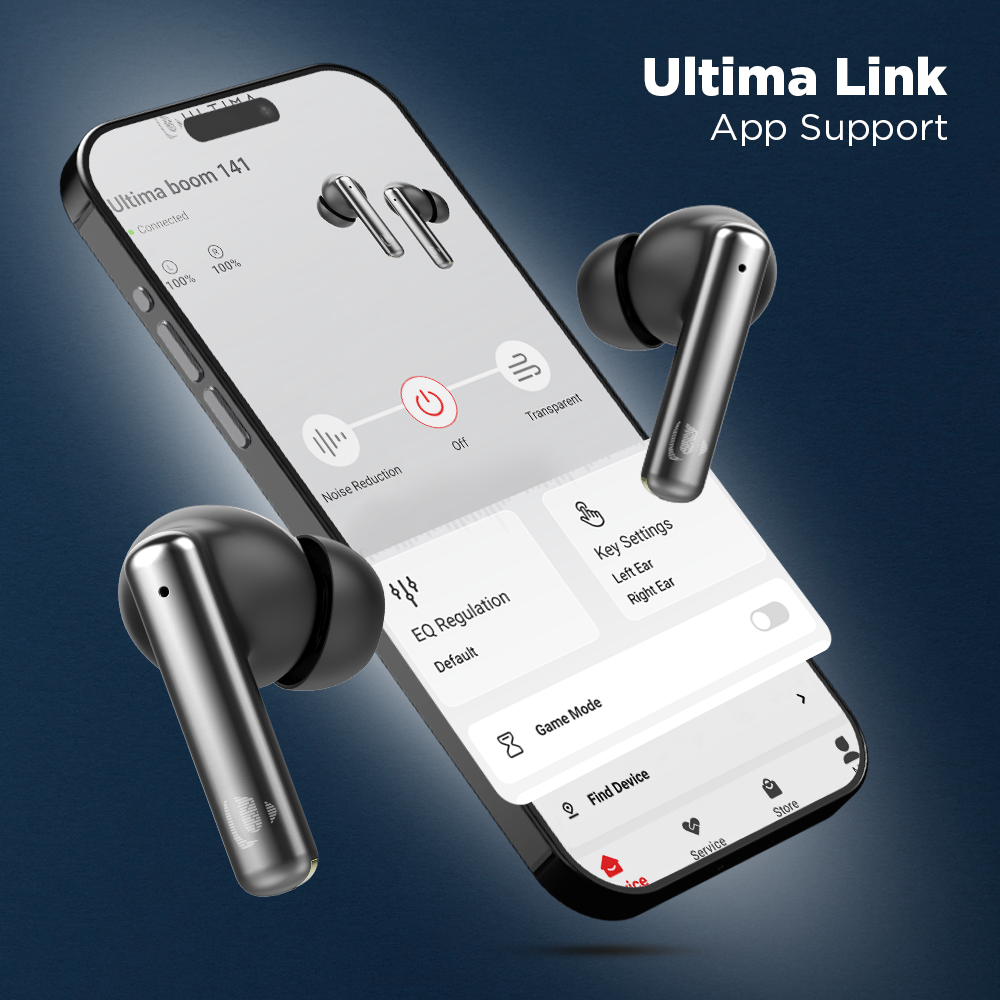 Ultima Boom 141 ANC Earbuds (30 dB)| Ultima Link App Support | 45Hrs Playtime | Game Mode (40ms) | IPX5 Water Resistant | 13 mm Drivers For Deep Bass Wireless Earbuds Image
