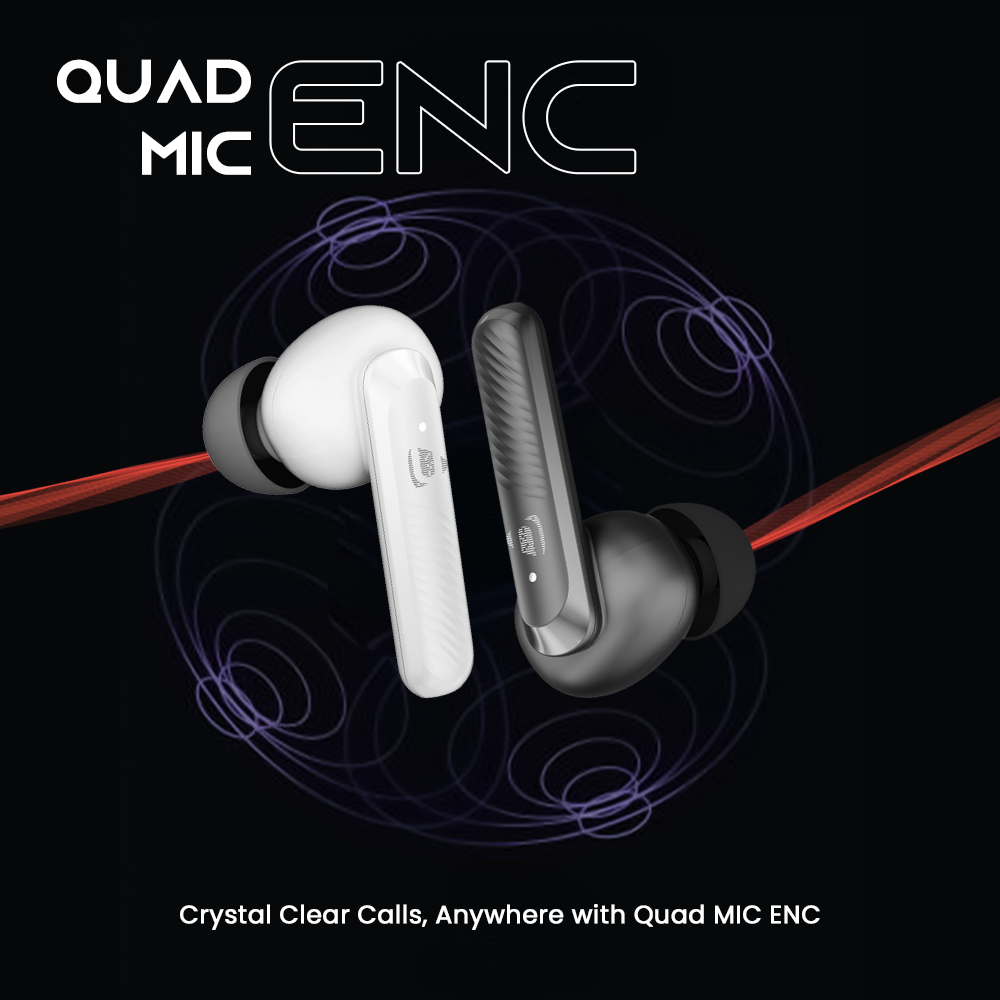 Ultima Atom 192 Pro | App Support |120H Playtime | Quad Mic ENC | Game Mode (Low Latency 60Ms) | 5 Mins Charge= 100 Min Playtime | Insta Wake'N Pair | Bluetooth 5.4 | Crystal Bionic Sound Image