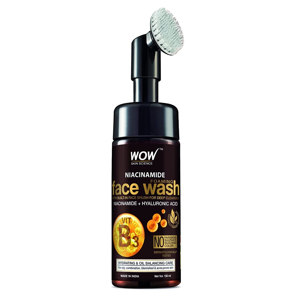 WOW Skin Science Niacinamide Foaming Face Wash with Built In Brush 150ml Image
