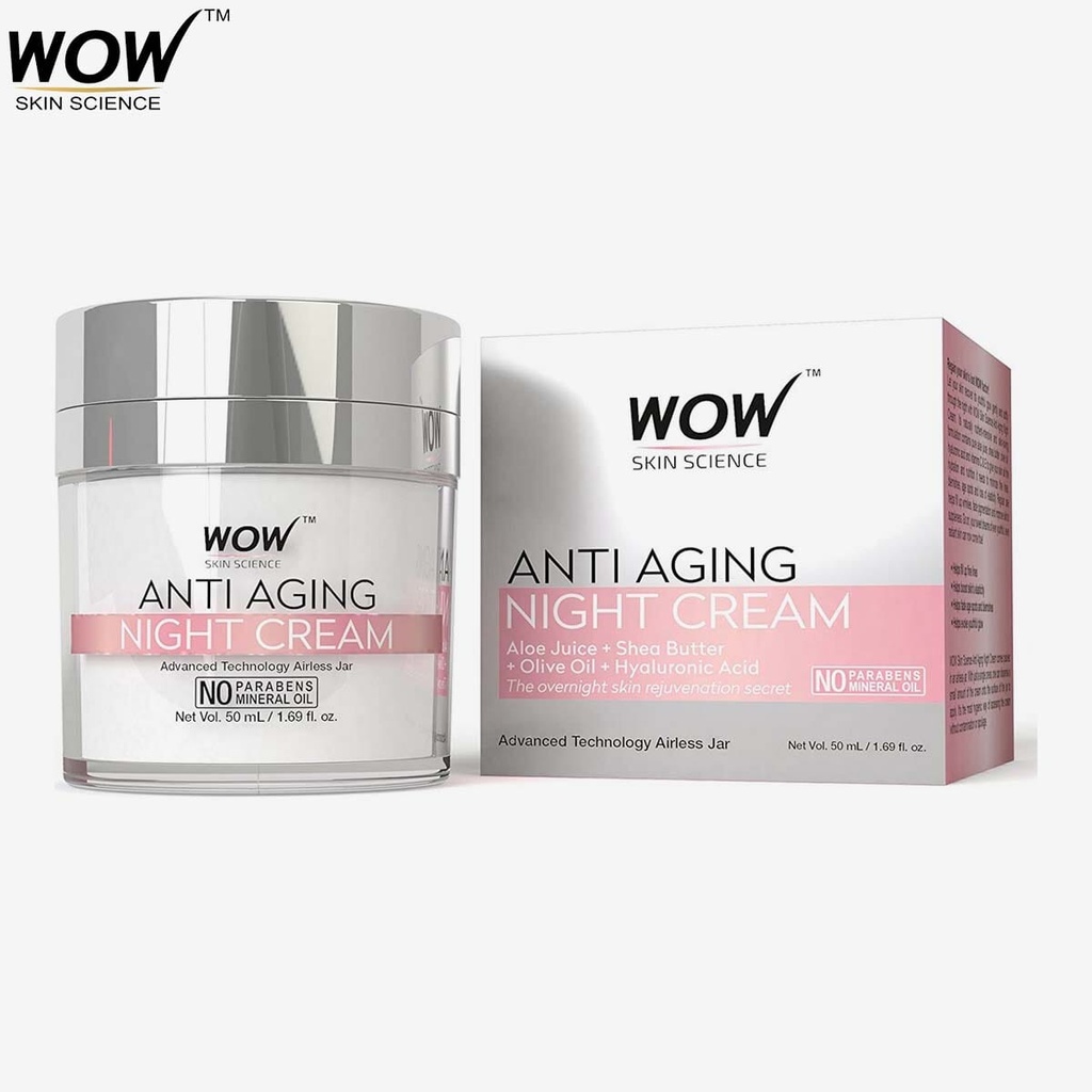 WOW Skin Science Cream Anti Aging No Parabens & Mineral Oil Night Cream, 50mL (Women) Image