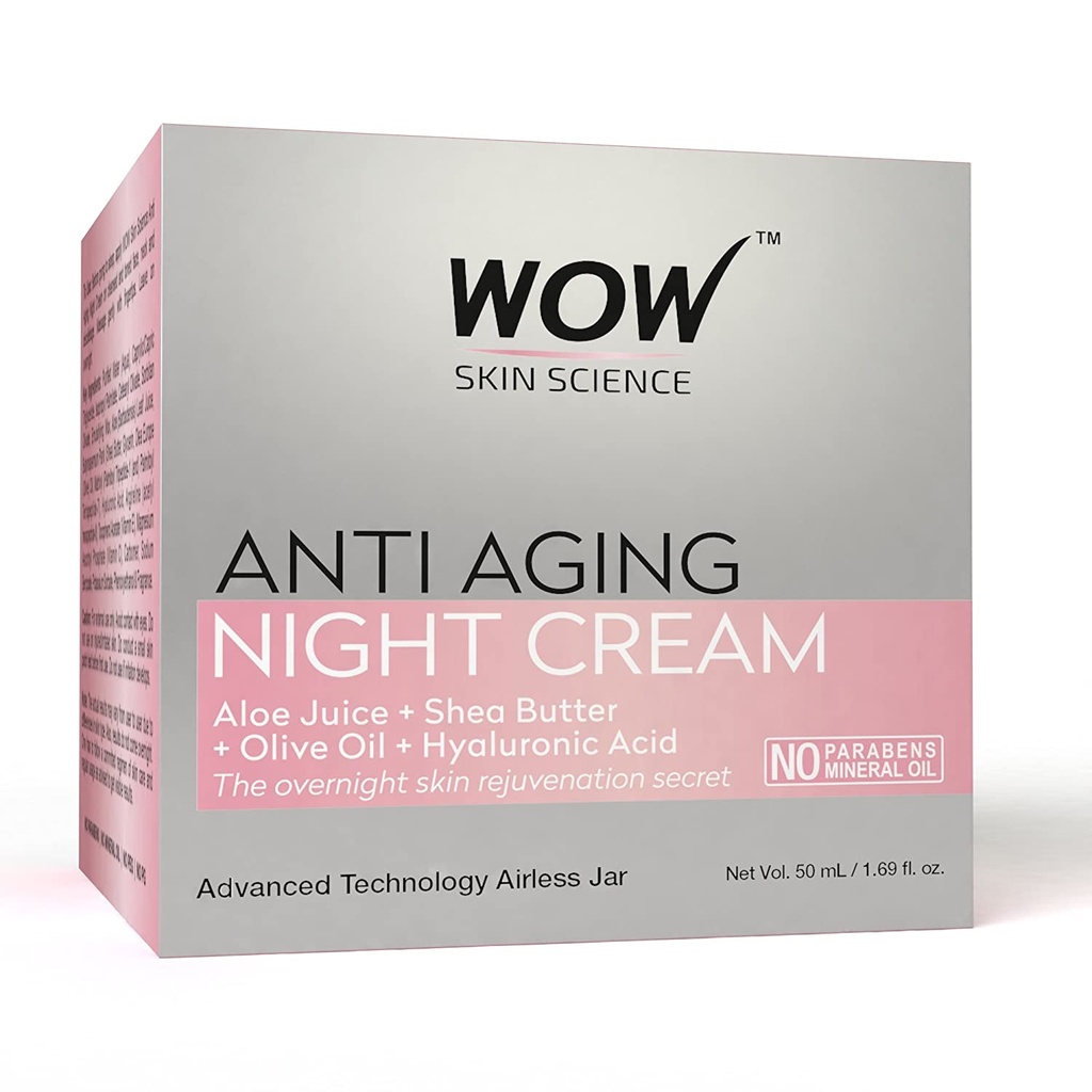 WOW Skin Science Cream Anti Aging No Parabens & Mineral Oil Night Cream, 50mL (Women) Image