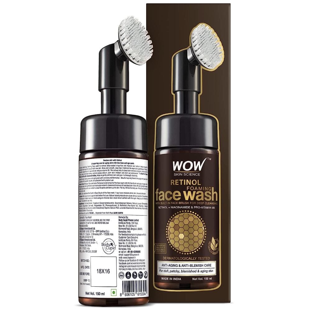 WOW Skin Science Retinol Foaming Face Wash With Built-In Brush - 150 ml Image