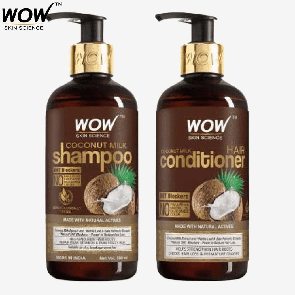 WOW Skin Science Coconut Milk Shampoo & Hair Conditioner Kit(300+300)ml Image
