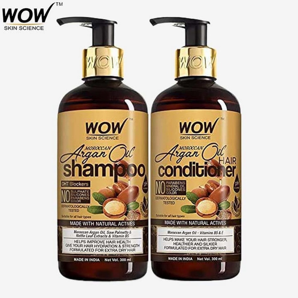 WOW Skin Science Moroccan Argan Oil Hair Shampoo and Conditioner Kit (300+300) ML Image