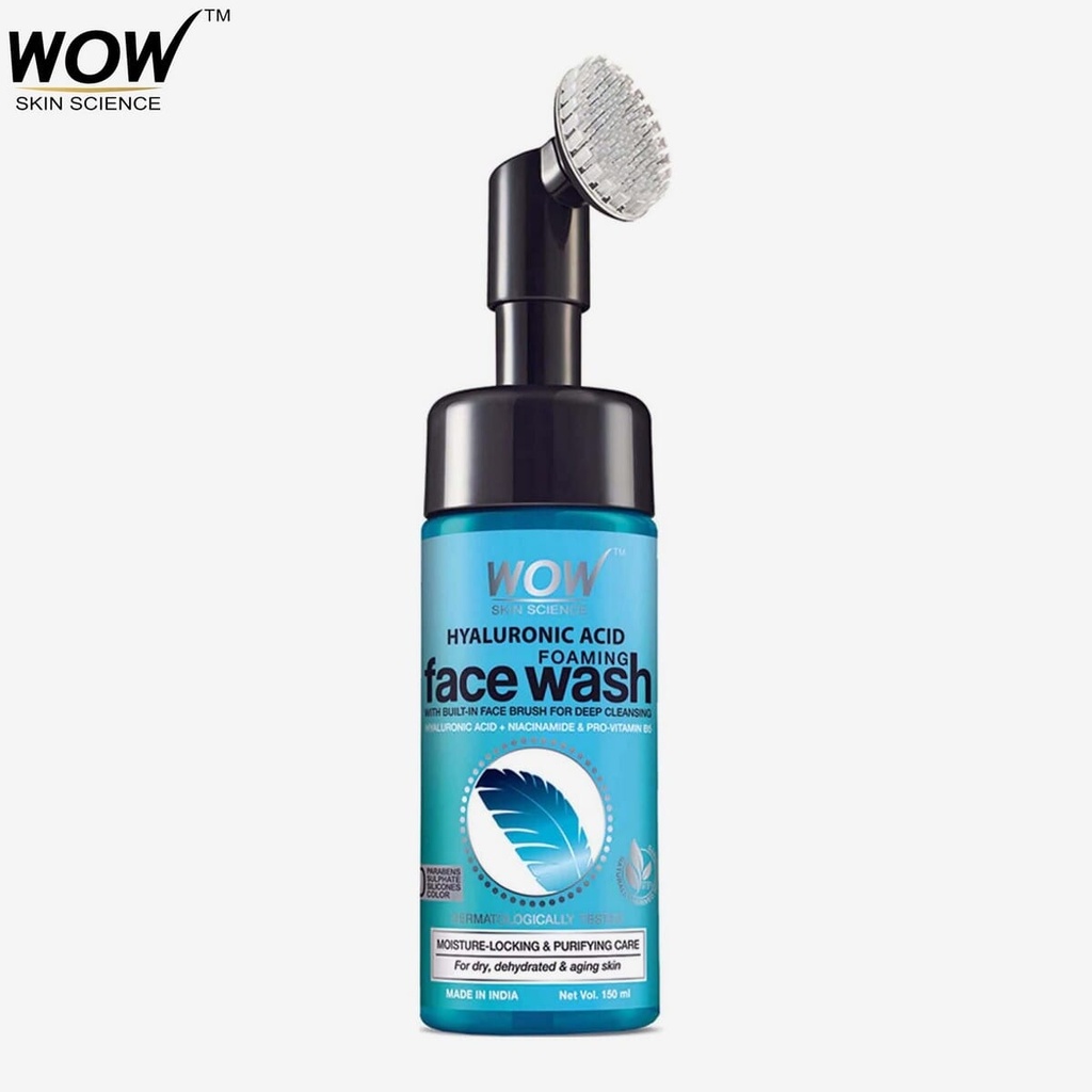 Wow Skin Science Hyaluronic Foaming Face Wash With Built In Face Brush 150Ml Image