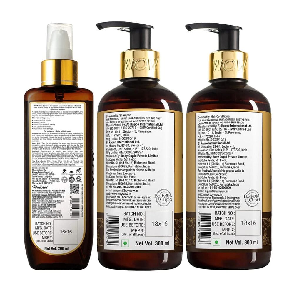 WOW Ultimate Moroccan Argan Hair Oil/Shampoo & Conditioner Kit Image