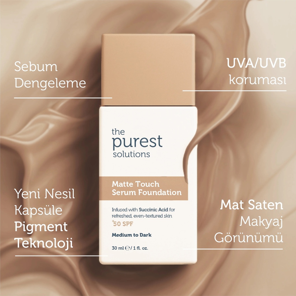 The Purest Solutions Matte Touch Serum Foundation SPF 50+ 30 ml for Oily and Combination Skin | Available in Lght/Medium and Medium/Dark Tone Image