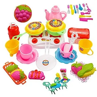 Kids Playing Modern Kitchen Set