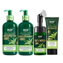 WOW Skin Science Ultimate Green Tea & Tea Tree Care Combo (Shampoo + Conditioner + Face wash with brush + Moisturizer)