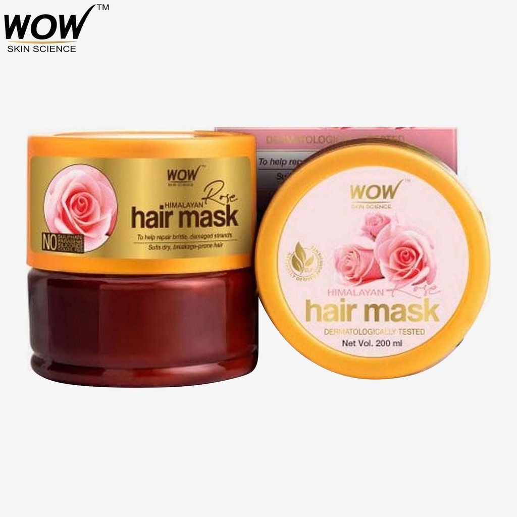 [PSHB022] WOW Skin Science Himalayan Rose Hair Mask, Coconut Oil, Almond Oil & Argan Oil - For Volumizing Hair, Anti Smelly Scalp - (200 ml)