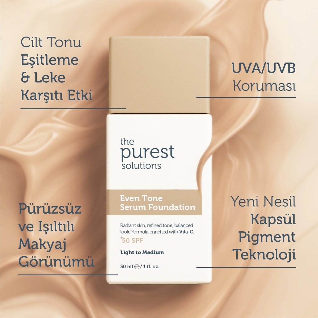The Purest Solutions Even Tone Serum Foundation SPF 50+, 30 ml | Available in Light/Medium and Medium/Dark Tone
