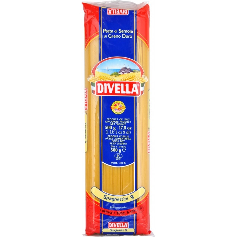 [Divella-Spaghettini9-500g] Divella Spaghetti 9 500 g | Durum Wheat Semolina Pasta | Product of Italy | Macaroni Product