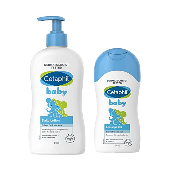 [124728409-1677147820749-0] CETAPHIL Baby Lotion (400ml) and Baby Massage Oil (200ml) Combo