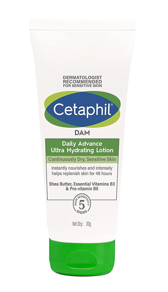 [116527307-1656589081133-0] Cetaphil DAM Daily Advance Ultra Hydrating Lotion for Dry, Sensitive Skin 30 gm Moisturizer with Shea Butter| Non-Greasy, Fragrance-Free