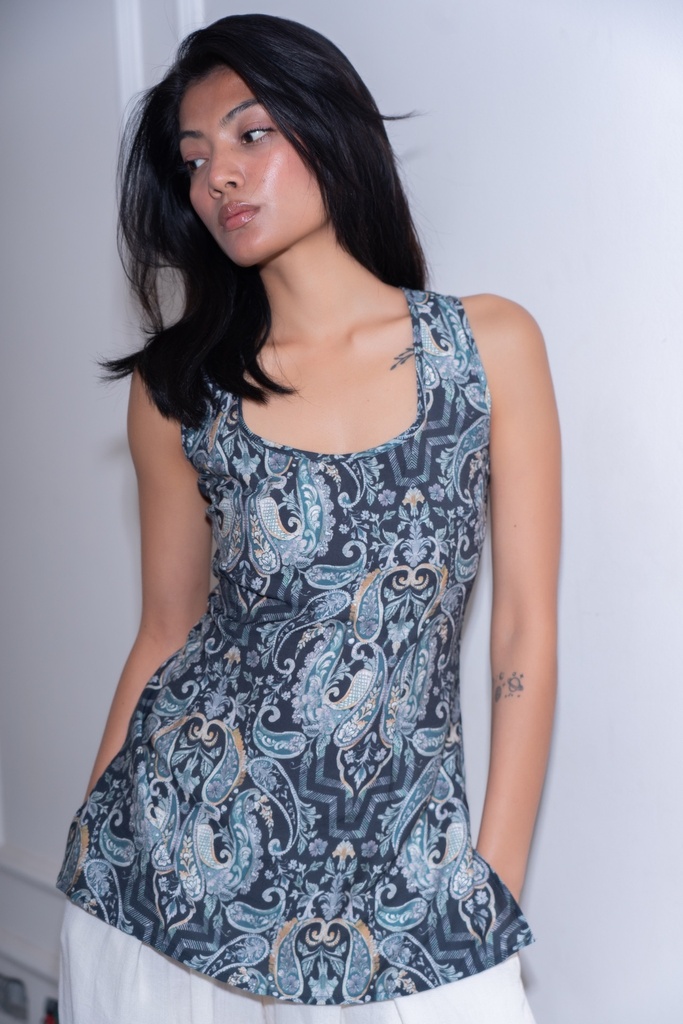 [1513465908-1772969650136-0] BASEMARK PAISLEY TOP FOR WOMEN