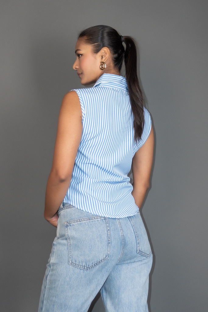 BASEMARK CROP STRIPE SHIRT FOR WOMEN