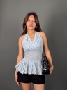 BASEMARK CHECKERED HALTER TOP FOR WOMEN
